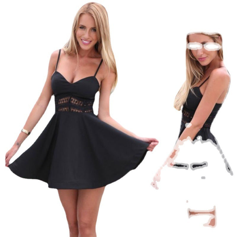 Dame A-linie Sommer Mini Kjole med Spidsetop Detalje Stilla