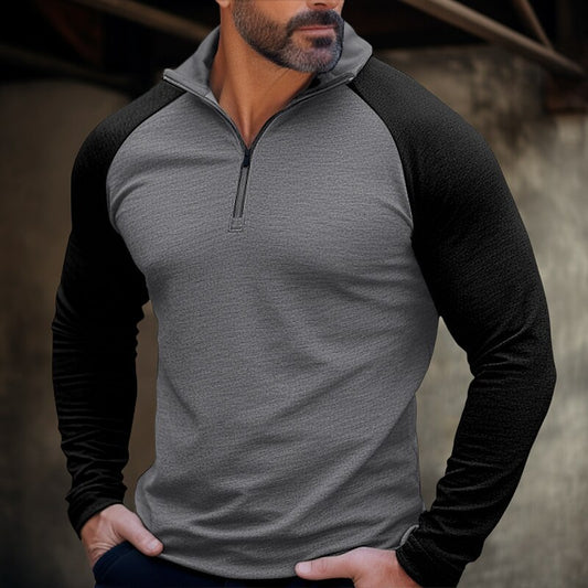 Herrer Sporty Langærmet Sweatshirt med halv lynlås og ergonomisk snit Stilla