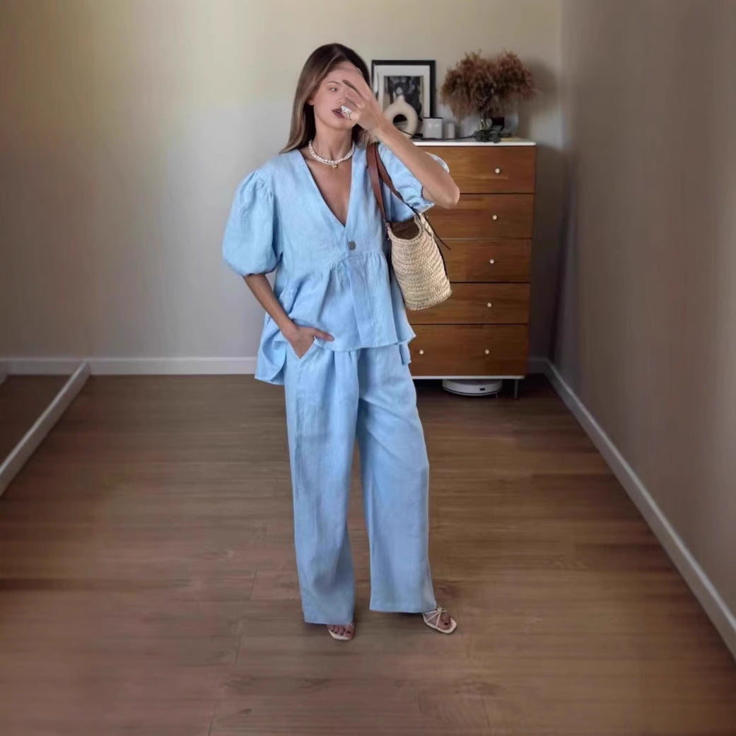 Dame afslappet linned outfit Stilla