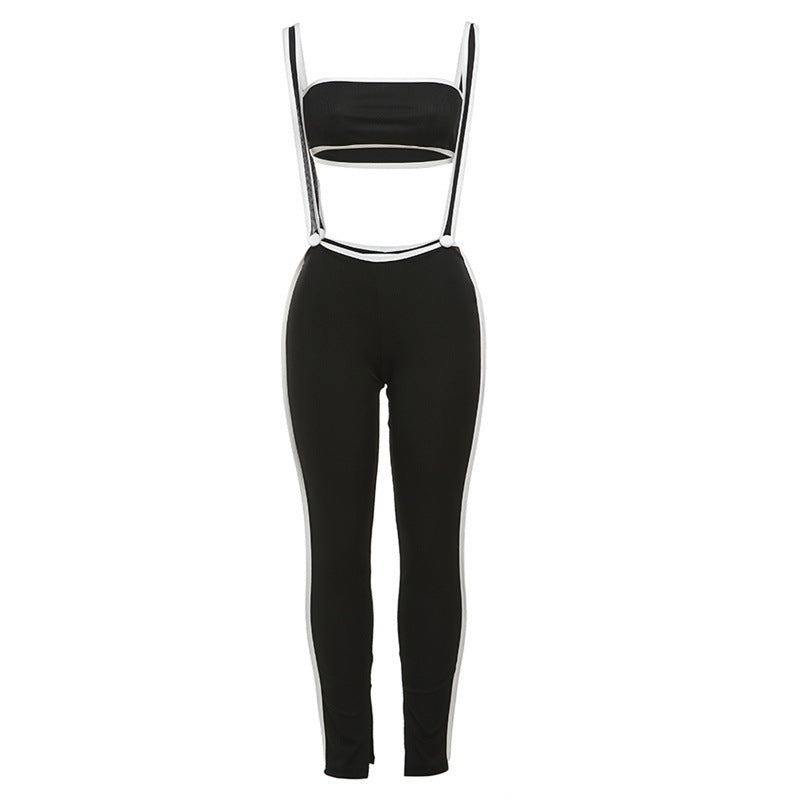 Dame Sporty Jumpsuit med justerbare stropper og sidelange kontraststriber Stilla