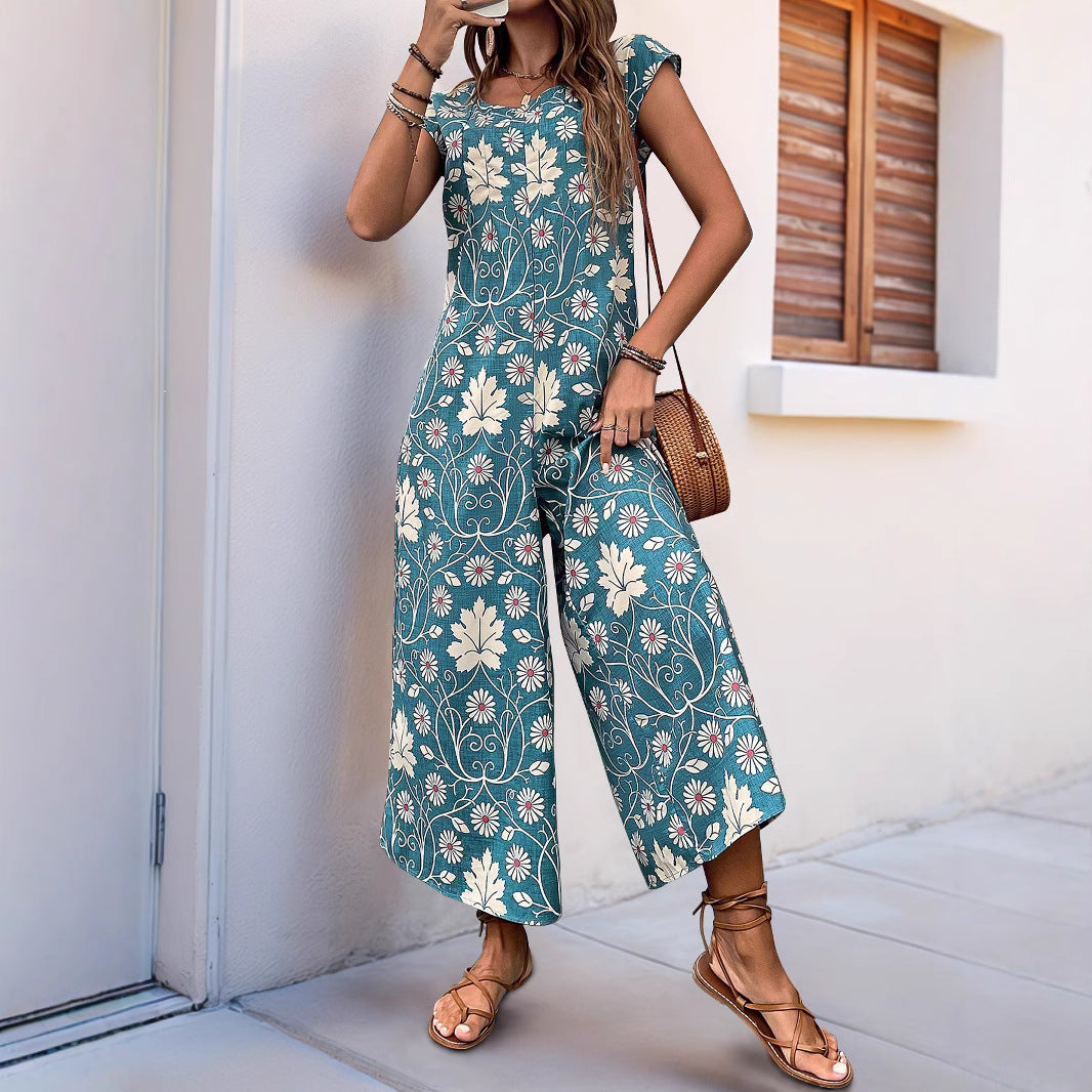 Dame jumpsuit med florale mønstre og bred pasform Stilla