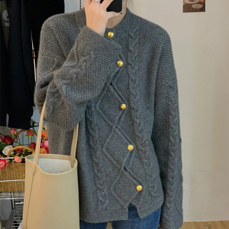 Dame Struktureret Kabelstrik Cardigan Stilla