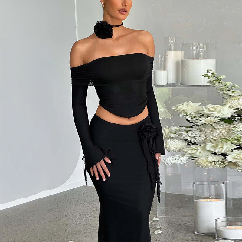 Dame Elegant Cut-Out Aftenkjole med off-shoulder Design Stilla