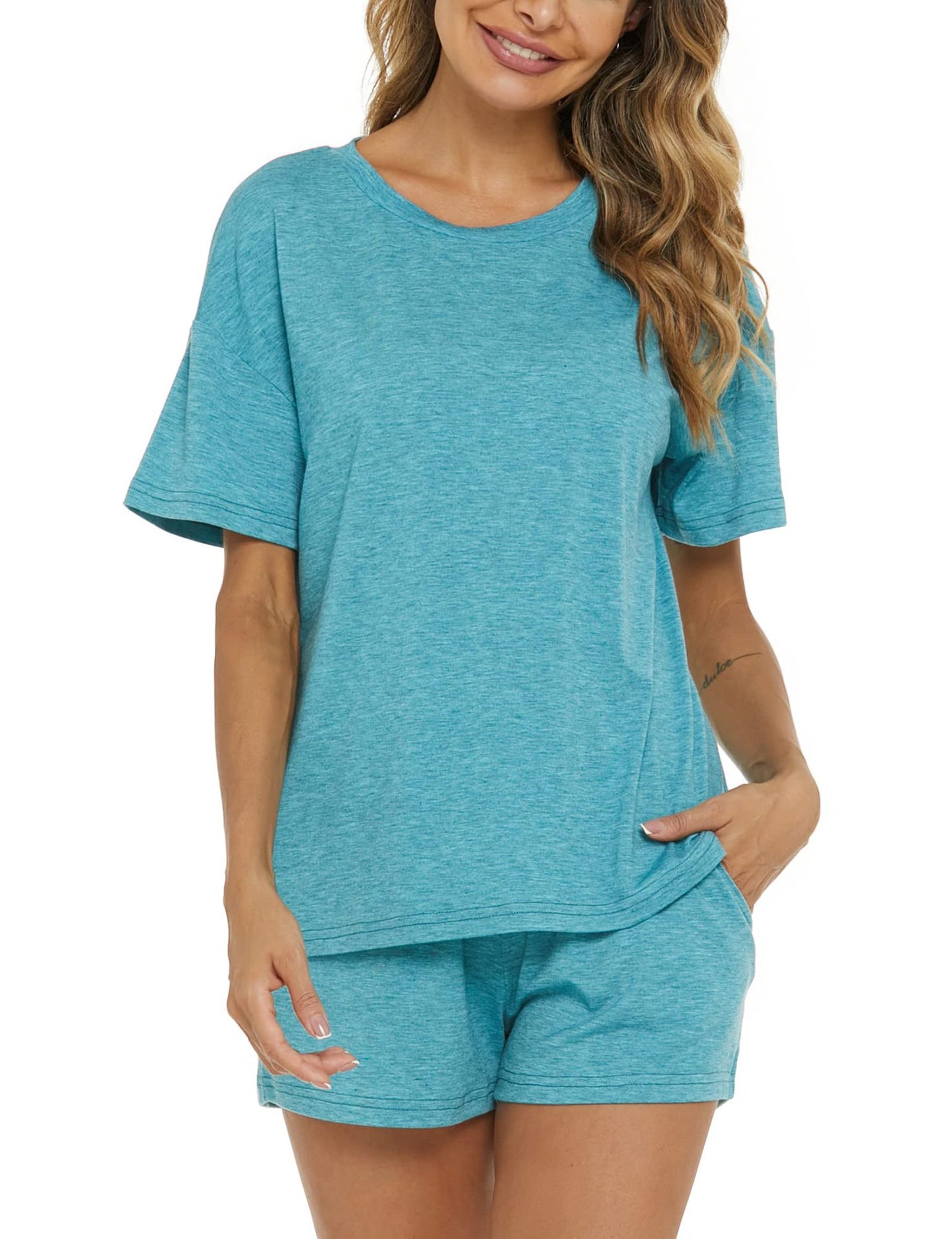 Dame afslappet kortærmet loungewear-sæt med elastisk talje Stilla