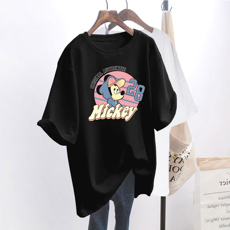 Dame T-shirt med Mickey Mouse design og afslappet oversized skæring Stilla