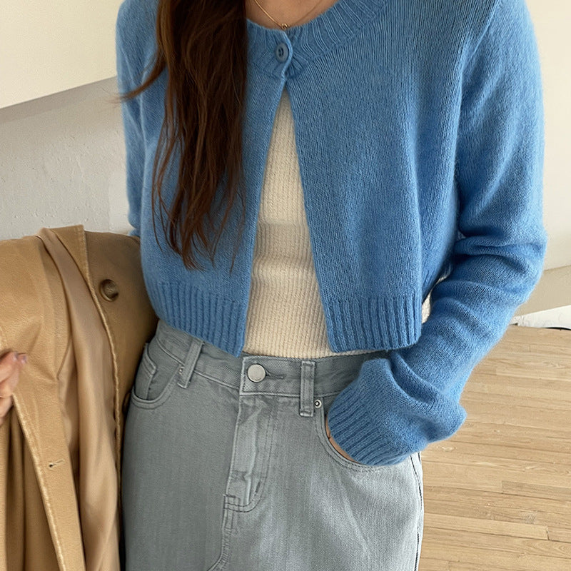 Dame cropped strikjakke med højkvalitets uldblanding og blød tekstur Stilla