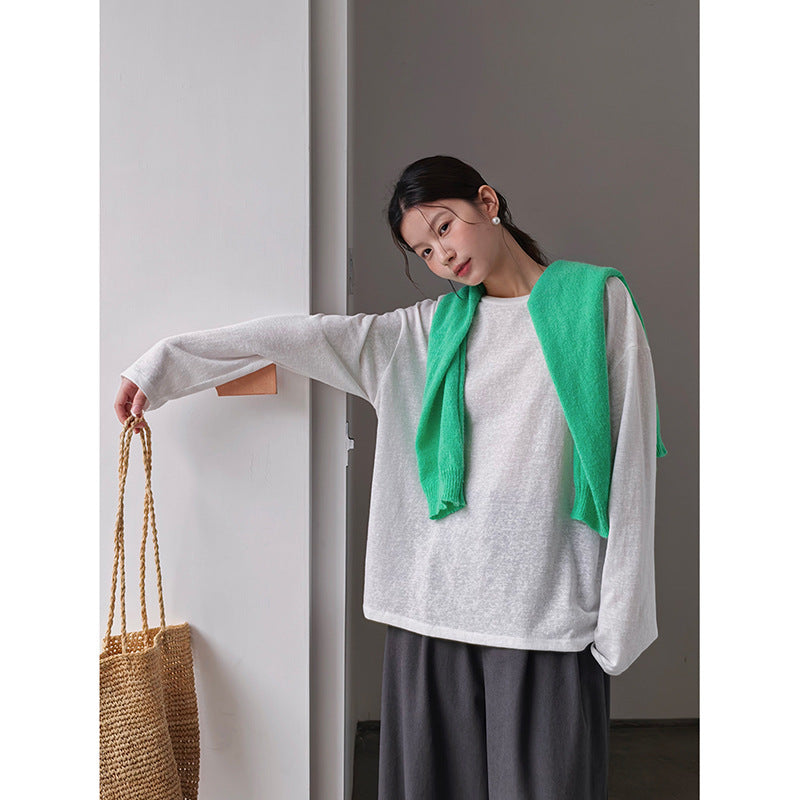 Dame afslappet langærmet skjorte lavet af blød bomuldsblanding med moderne design Stilla