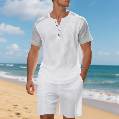 Herren afslappet shorts- og T-shirt-sæt med struktureret overflade Stilla