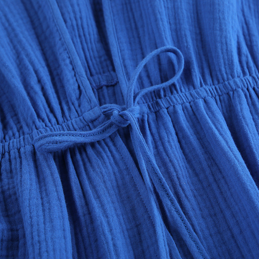 Dame afslappet omslagskjole med elastisk talje og fashionable V-udskæring Stilla