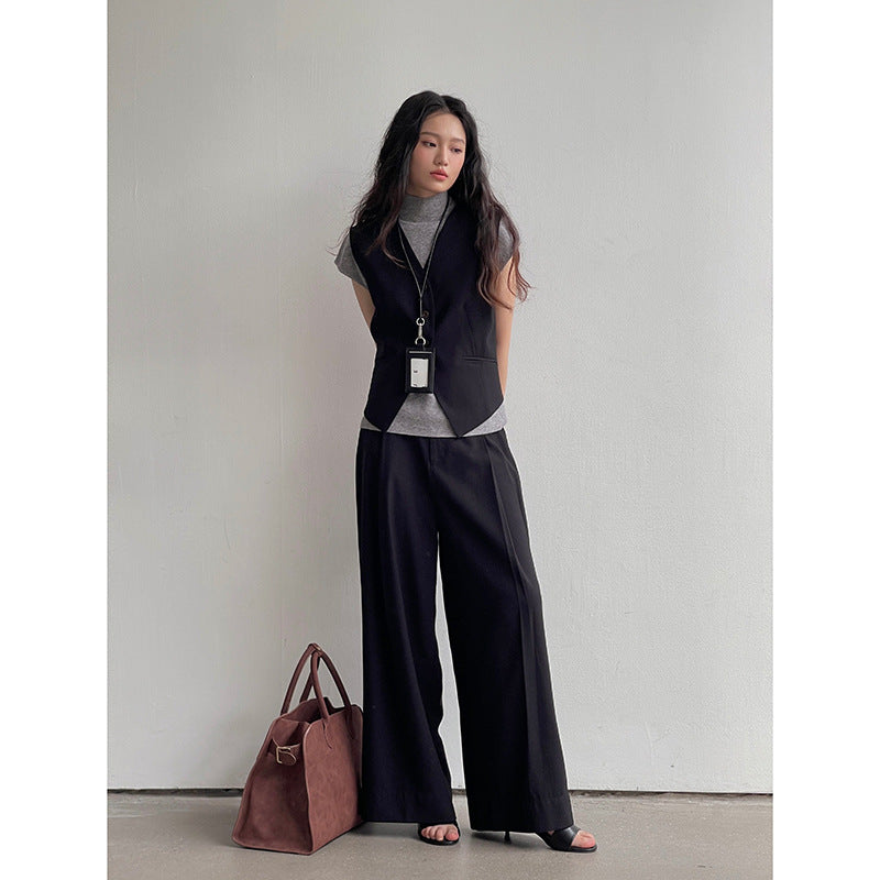 Dame elegant High-Waist Palazzo-bukser med plisseringer og praktiske lommer Stilla