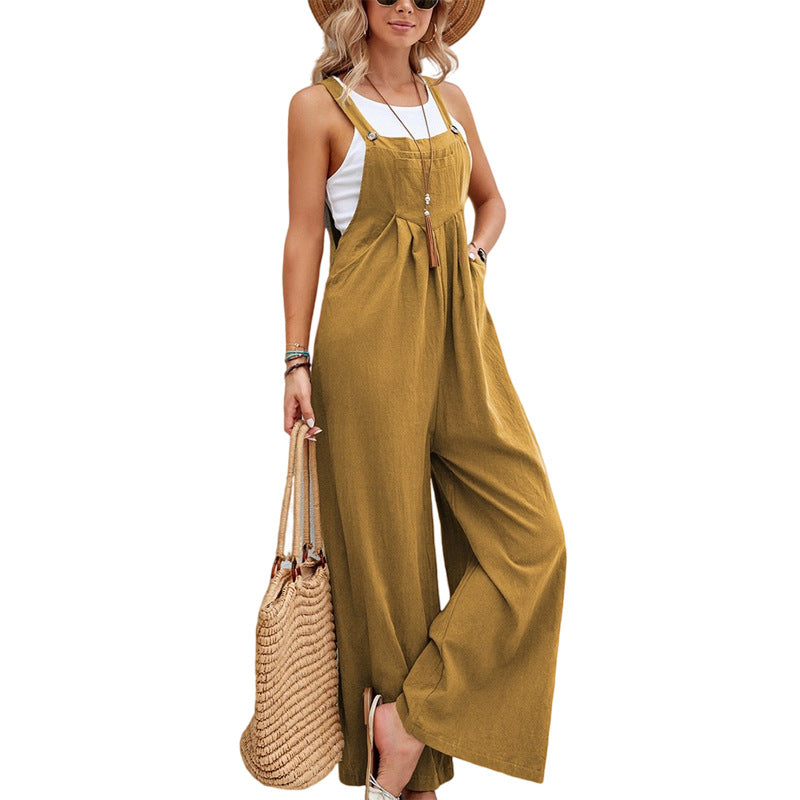 Dame Wide Jumpsuit med lommer og justerbare stropper Stilla