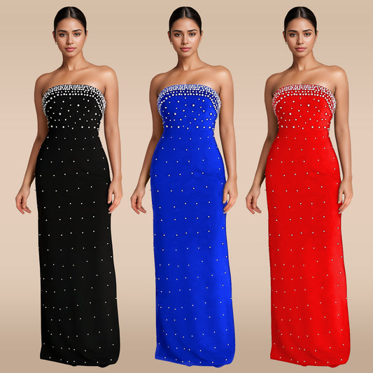 Dame Elegant Aftenkjole med rhinsten og tætsiddende snit Stilla