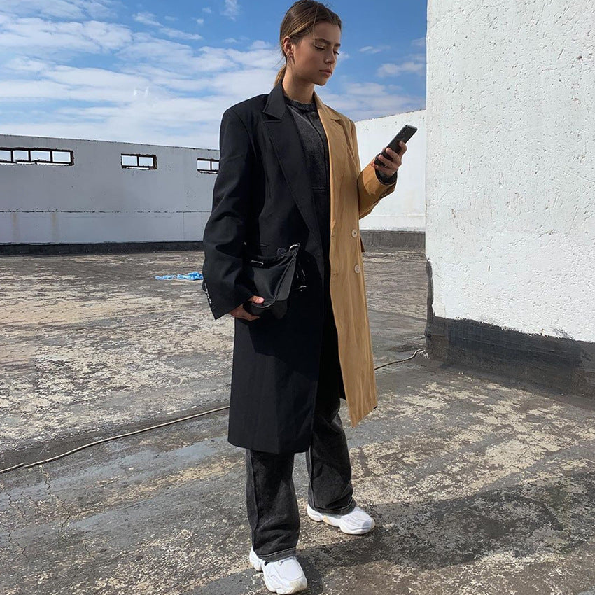 Dame Dobbelt bred Blazer med asymmetrisk Design Stilla