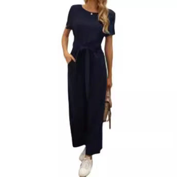 Dame Elegant Jumpsuit med Talje bælte og praktiske lommer Stilla