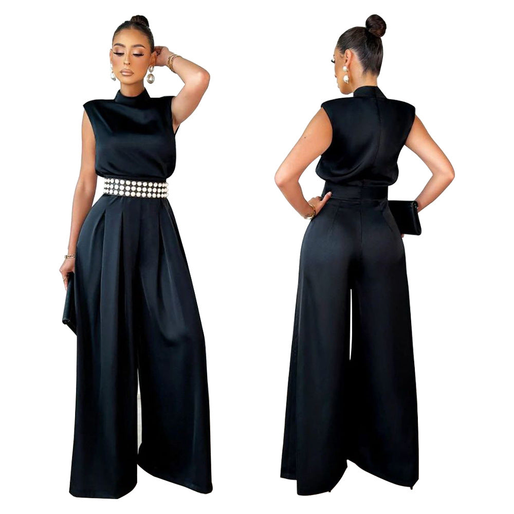 Dame Elegant Jumpsuit med taljeaccenter og høj hals Krave Stilla
