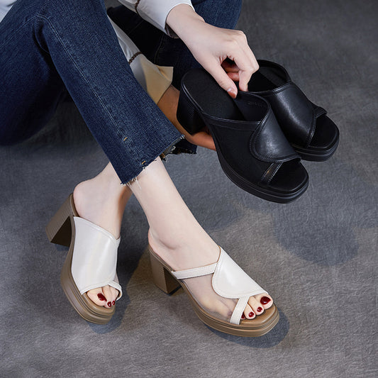 Dame Åben Tå Blokhæl Mules Stilla