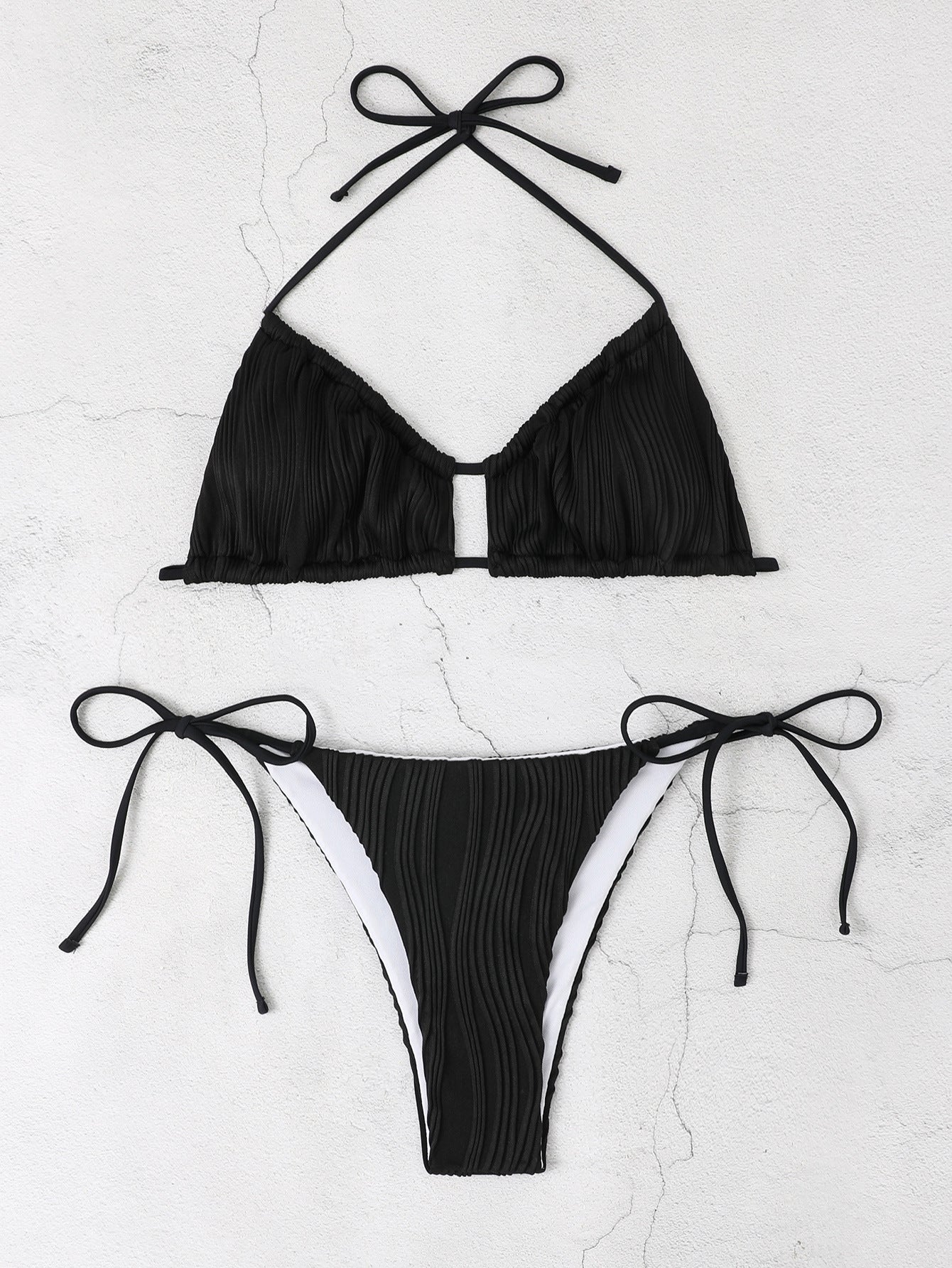 Dame Detaljeret Ruffle Top Bikini Sæt Stilla