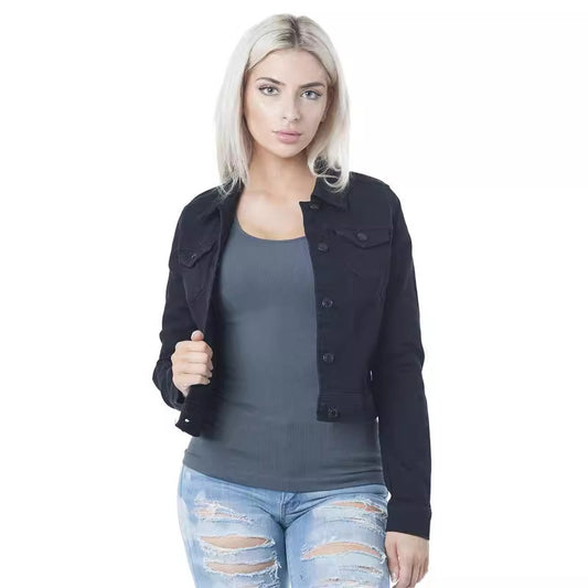 Dame Denim-jakke i moderne cropped-design med funktionelle lommer og casual snit Stilla