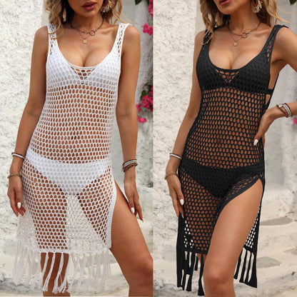 Dame Åben Væv Frynse Badetøj Cover-Up Stilla