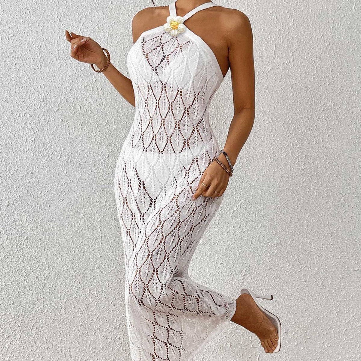 Dame Elegant Halter Neck Maxi Kjole Stilla