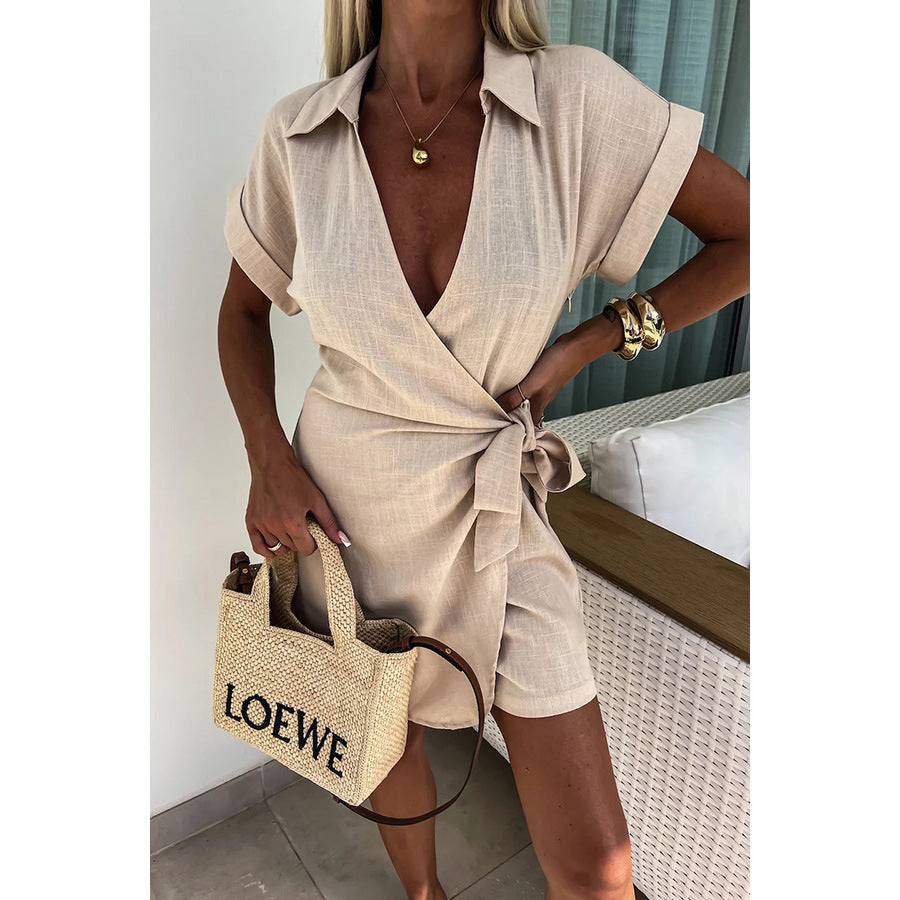 Dame Casual Jumpsuit med taljerbart design og kortærmet Stiila