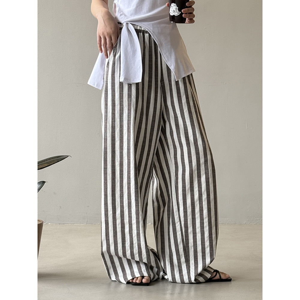 Dame afslappet linnedragt med brede striber Stilla