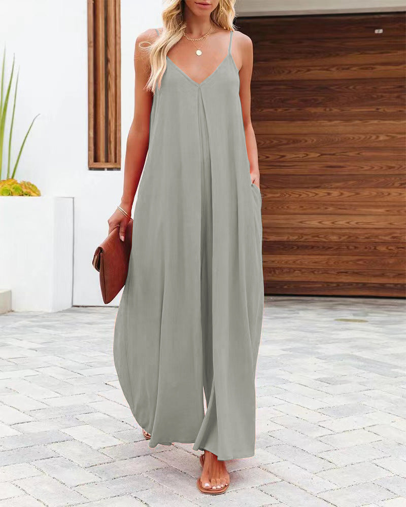 Dame Luftig Maxi-Jumpsuit med Spaghetti-stropper og sidelommer Stilla