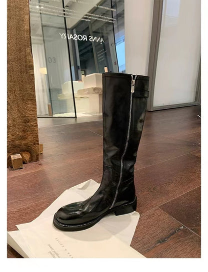 Dame høje læderstøvler med markant søm og elegant snit Stilla