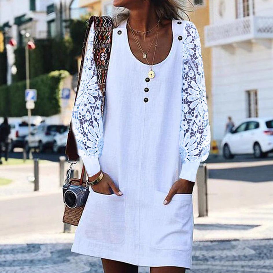 Dame afslappet kjole med spidsærmer Stilla