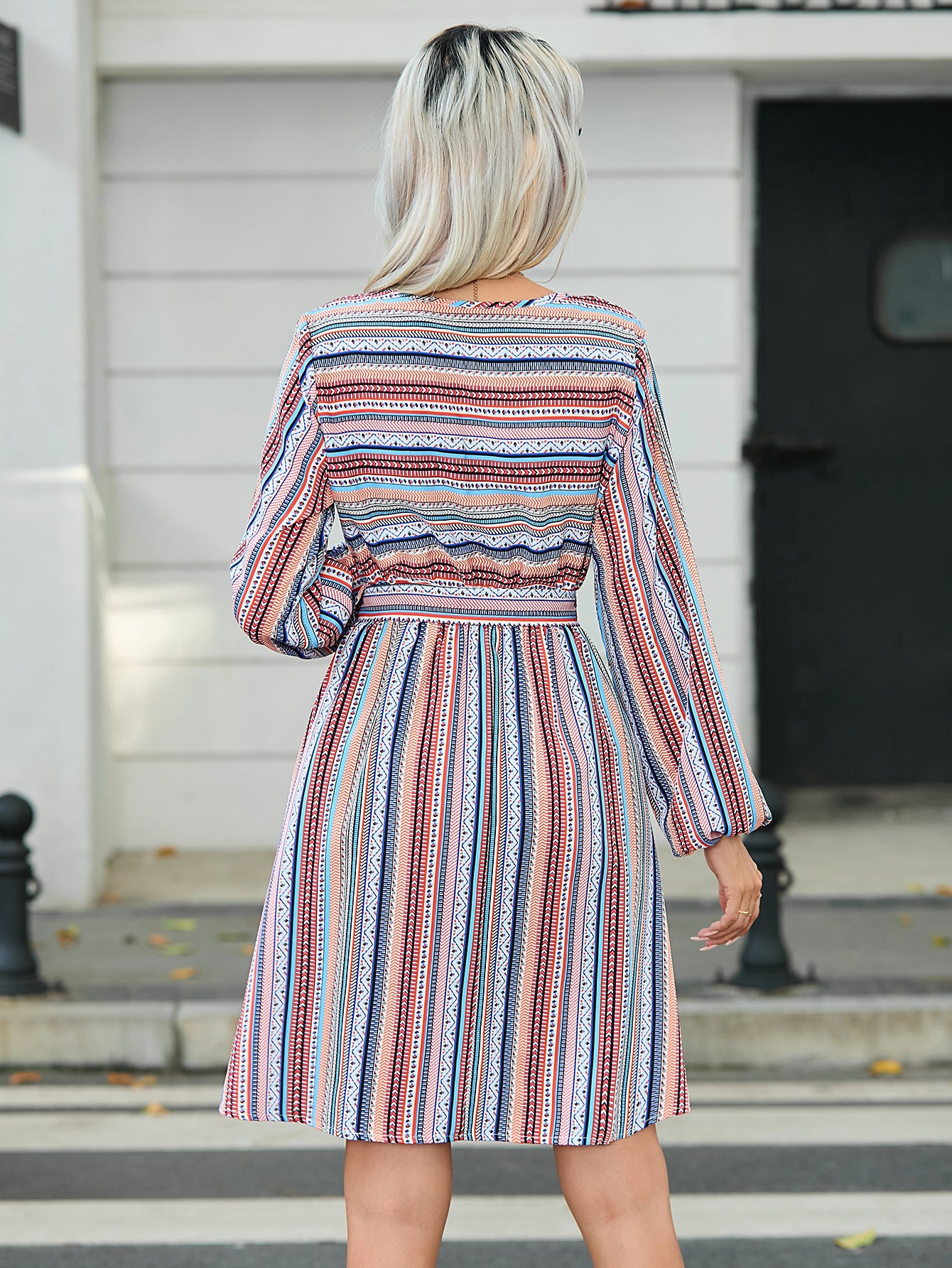 Dame A-linie midi kjole med justerbar talje snøring Stilla