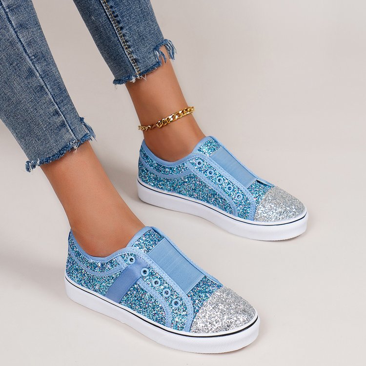 Dame Glamourøse Sneakers med glitrende glimmer og praktisk Slip-On design Stilla