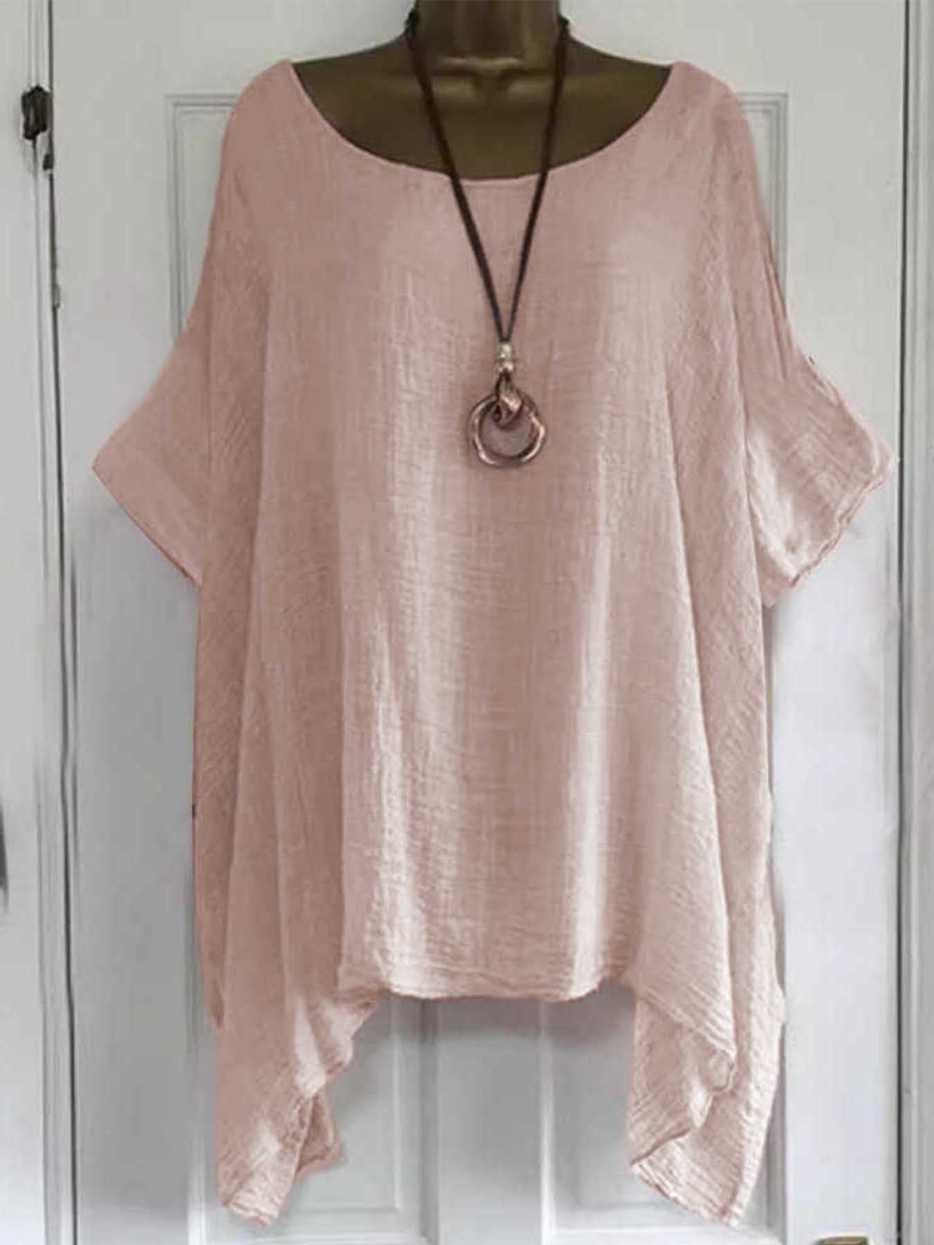 Dame afslappet oversized bluse shirt i let materiale med løs pasform Stilla