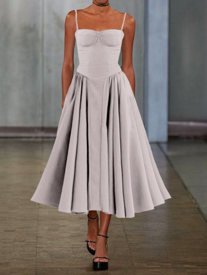 Dame Elegant A-linje Midi Kjole Stilla