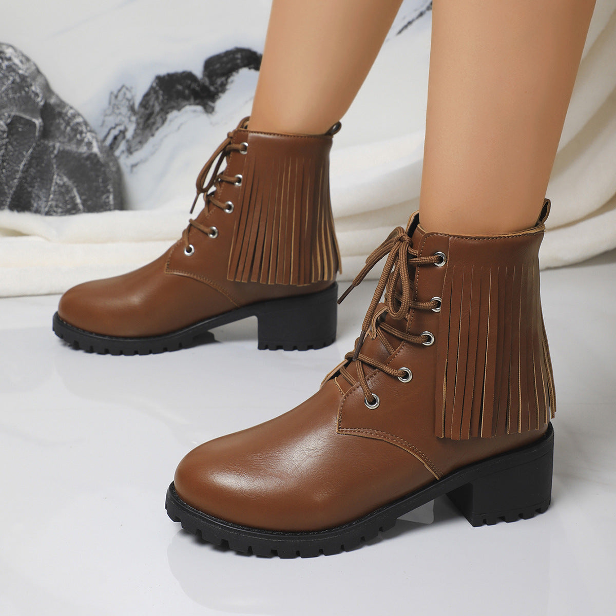 Dame Fringe-Boots med robust design og høj bærekomfort Stilla