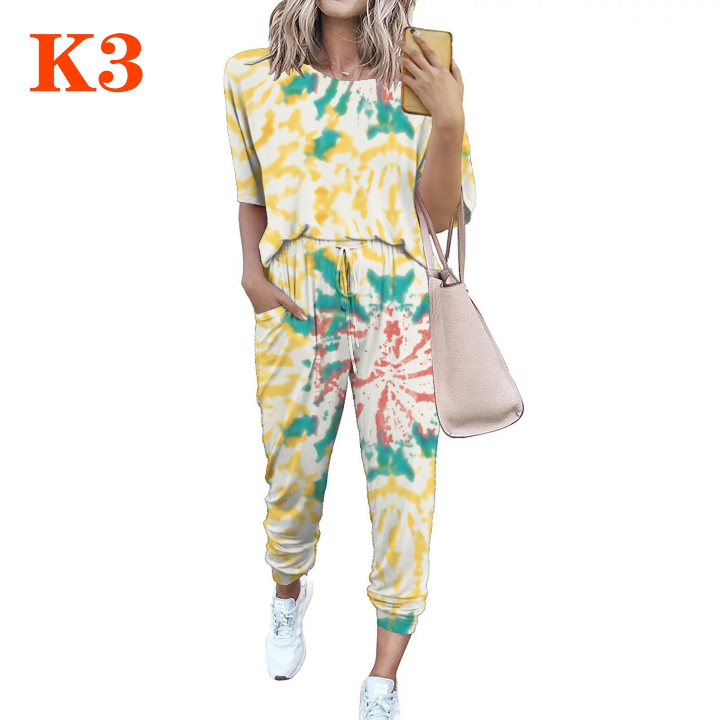 Dame afslappet jumpsuit med blomsterprint og elastisk bånd Stilla