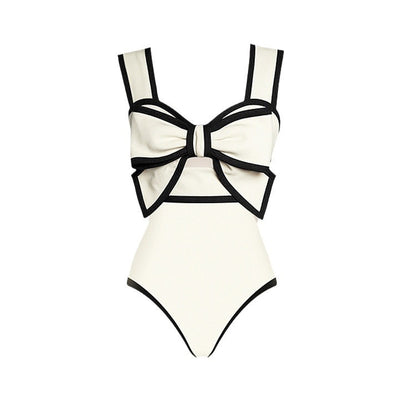 Dame badetøj sæt med elegant sløjfe-applikation og komfortabel nederdel Stilla