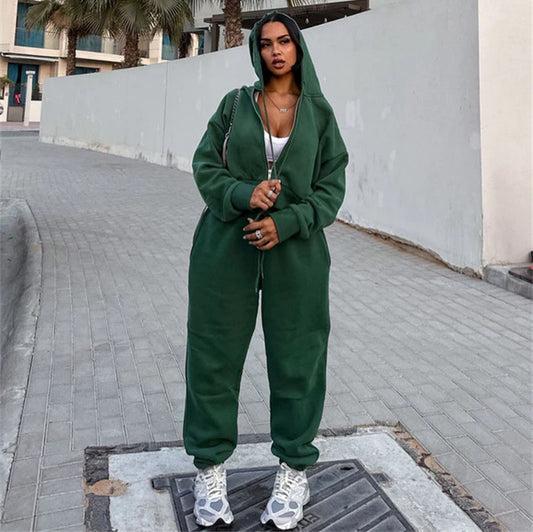 Dame afslappet hoodie- og joggingbukser-sæt med justerbar talje Stilla