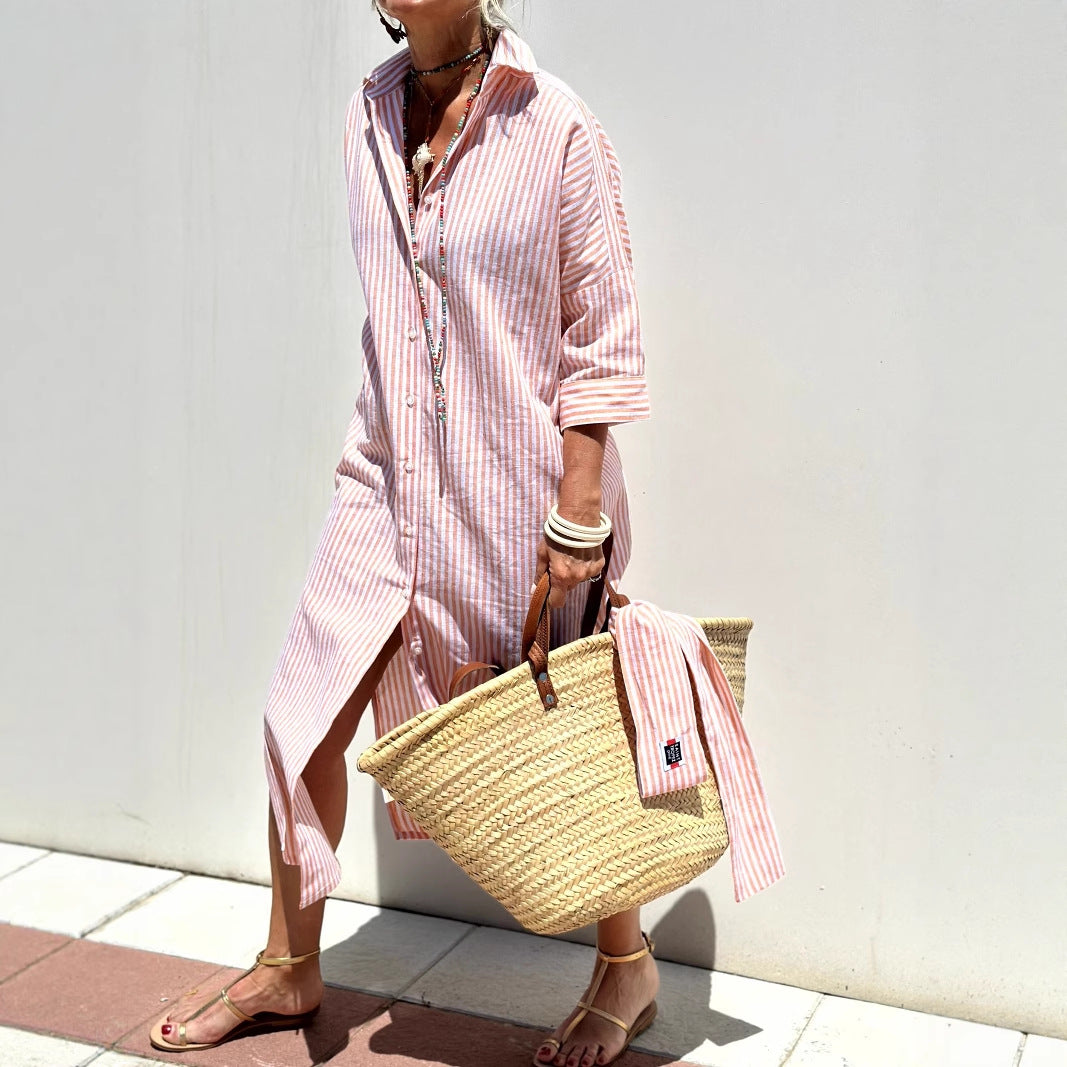 Dame afslappet skjortekjole Stilla