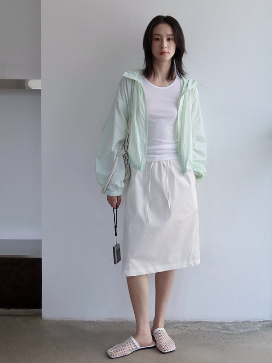 Dame afslappet sommernederdel med elastisk talje og sidelommer Stilla