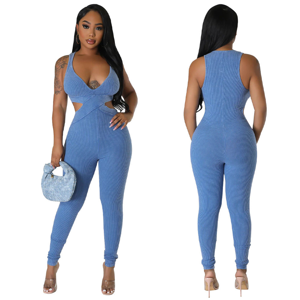 Dame Cut-Out Jumpsuit med gulvlængde og stilfuldt design Stilla