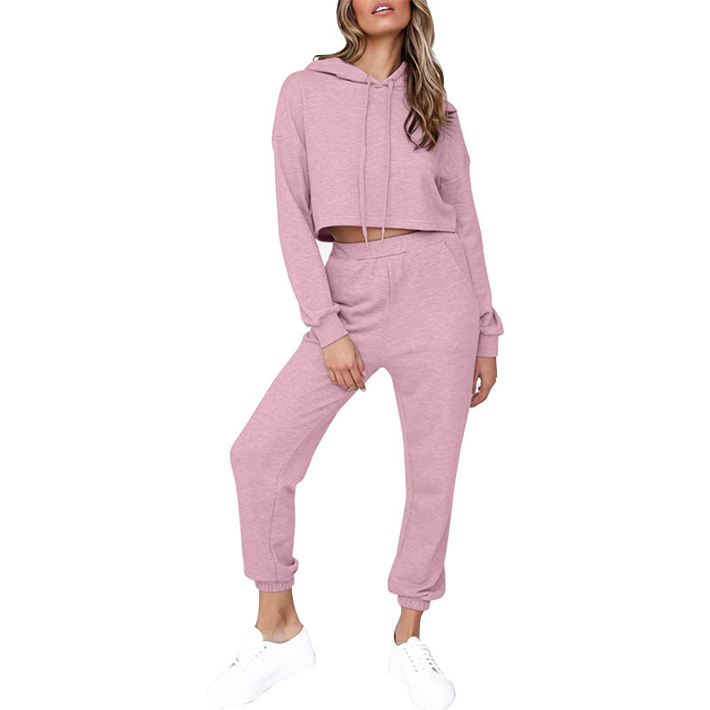 Dame Cropped Hoodie og Joggingbukser Sæt Stilla