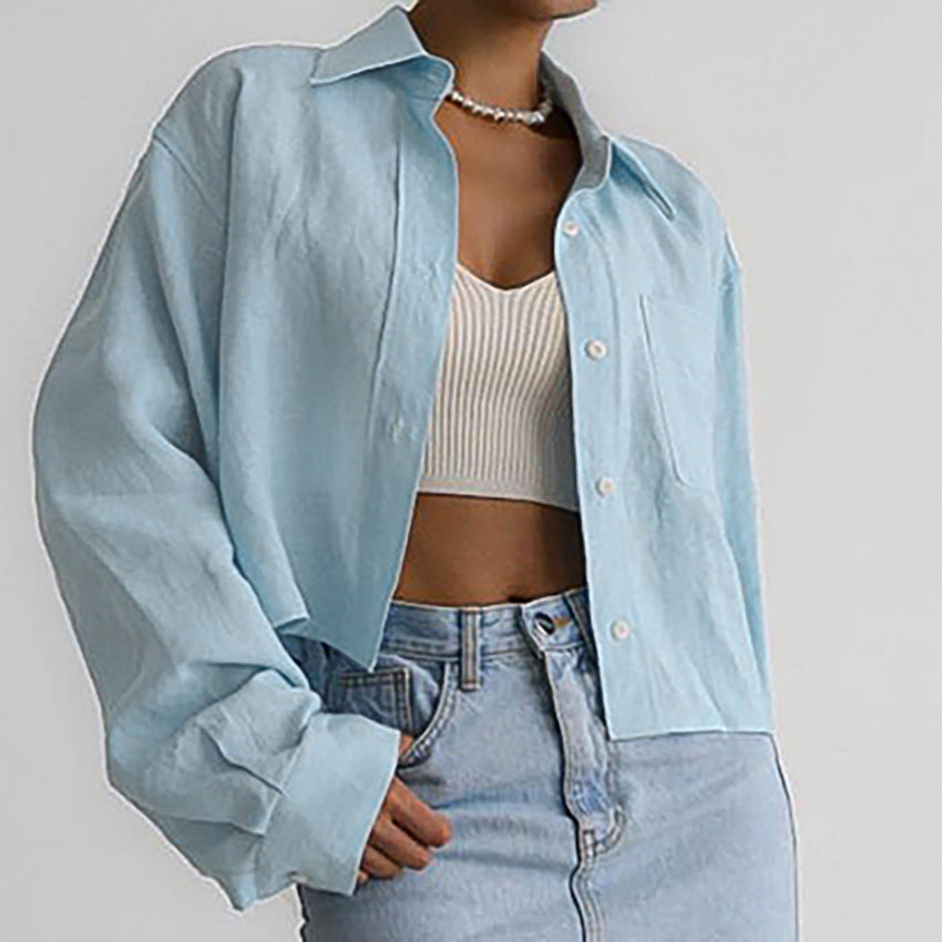 Dame afslappet skjorte-bluse i let linenmix Stilla