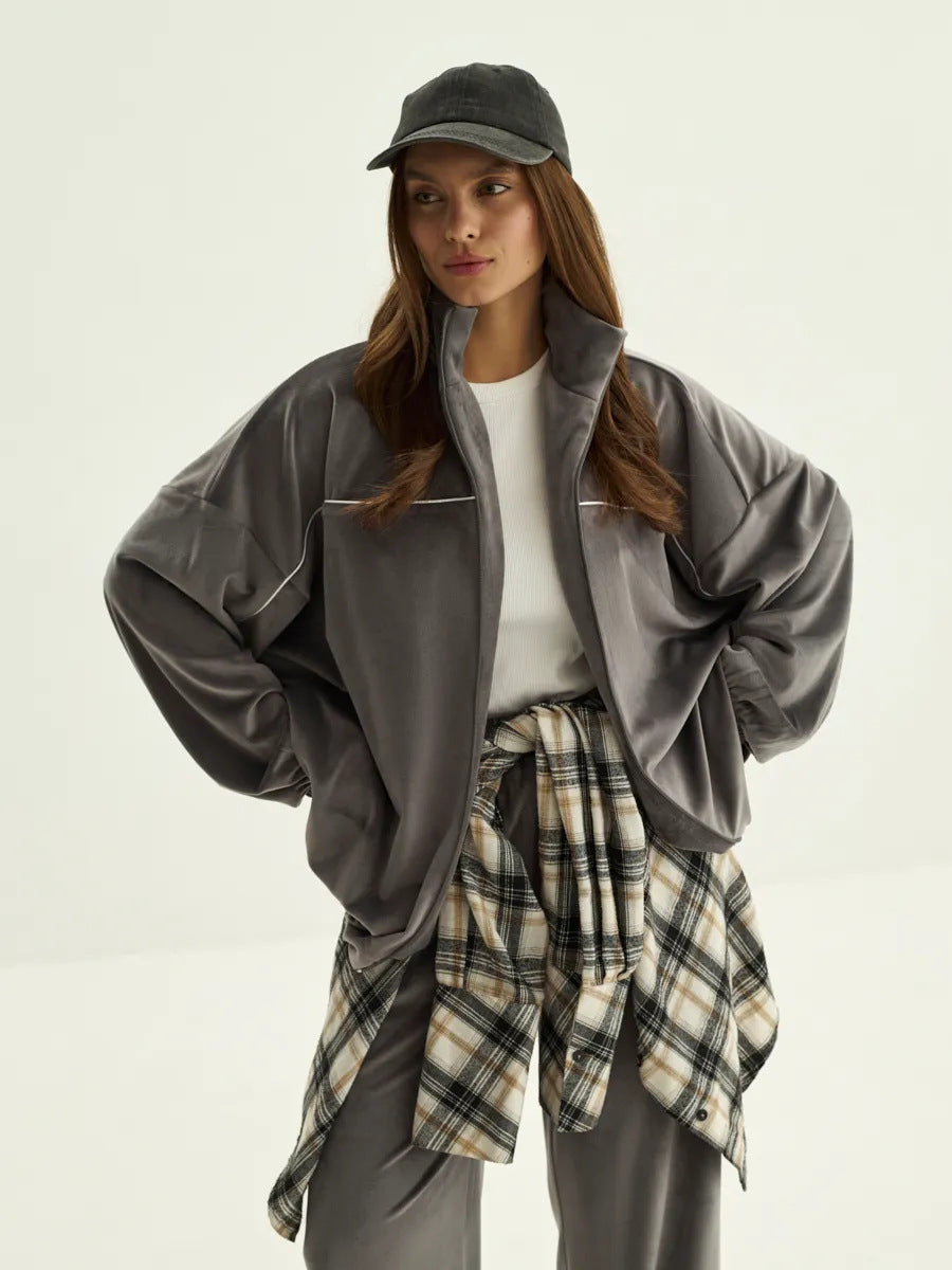 Dame afslappet fleecejakke med høj krave Stilla