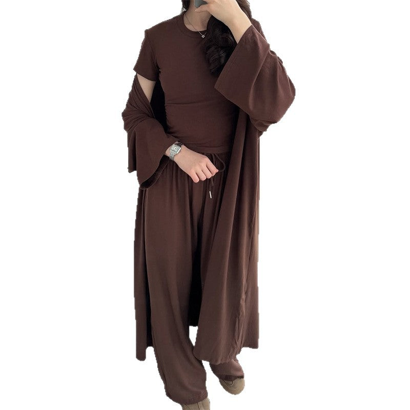 Dame afslappet lounge-sæt med bred top og elastisk bukser Stilla