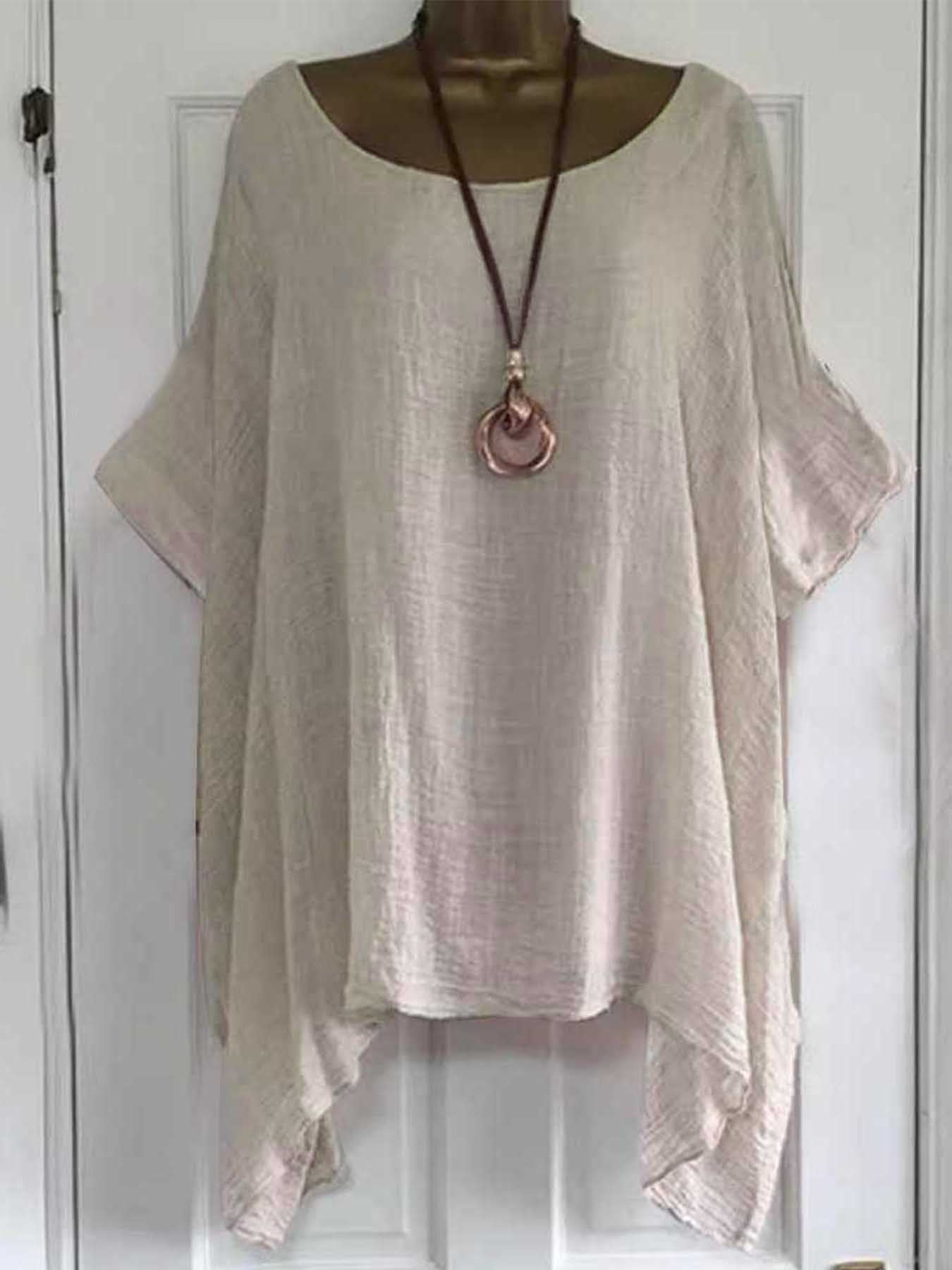 Dame afslappet oversized bluse shirt i let materiale med løs pasform Stilla