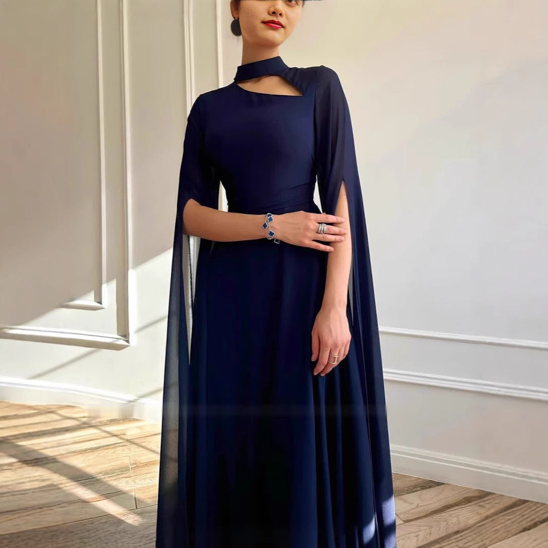 Dame Elegant Cape Maxi Kjole Stilla