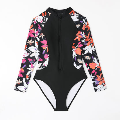 Damer Enstykke Badetøj med lange ærmer og blomsterdesign Stilla