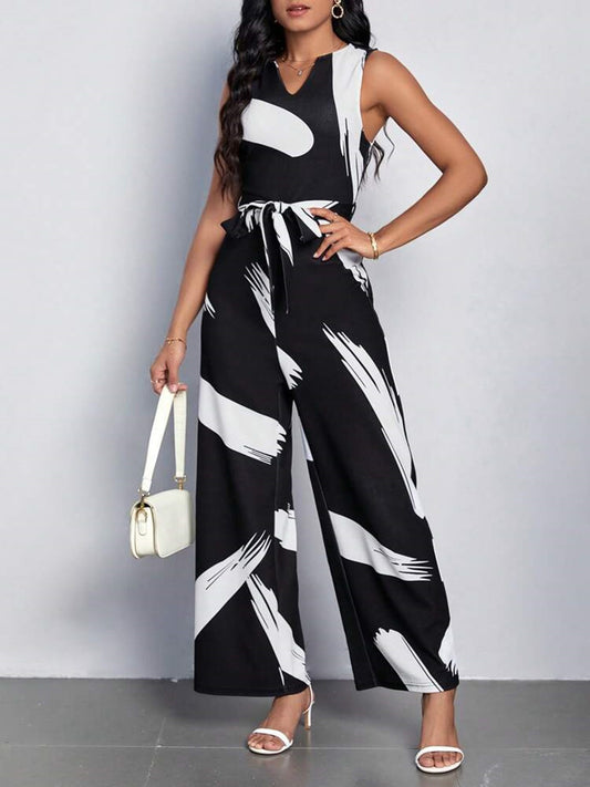 Dame elegant Jumpsuit med bredt ben og moderigtigt bælte Stilla