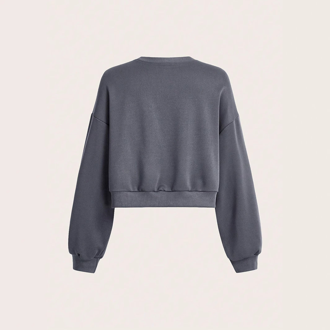 Dame cropped sweatshirt med ballonærmer Stilla