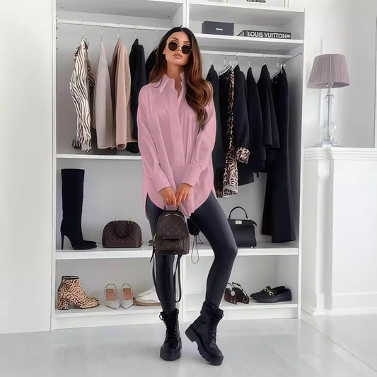 Dame elegant bluse med moderne oversized snit og strukturerede ærmer Stilla